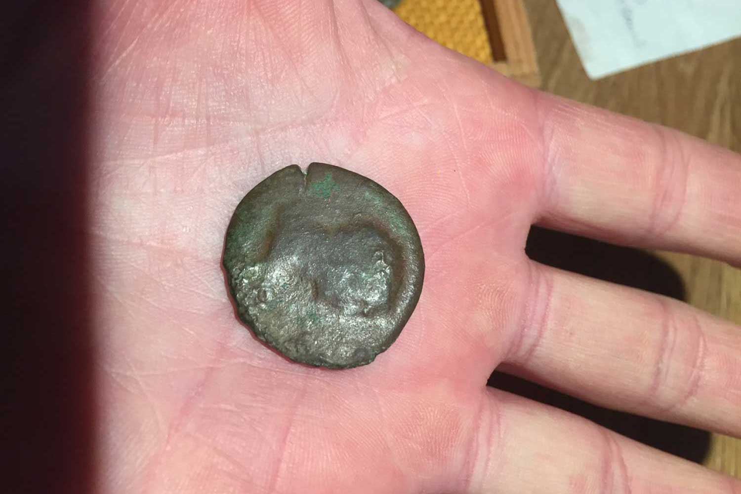 A Roman coin found metal detecting at Pete’s Airgun Farm