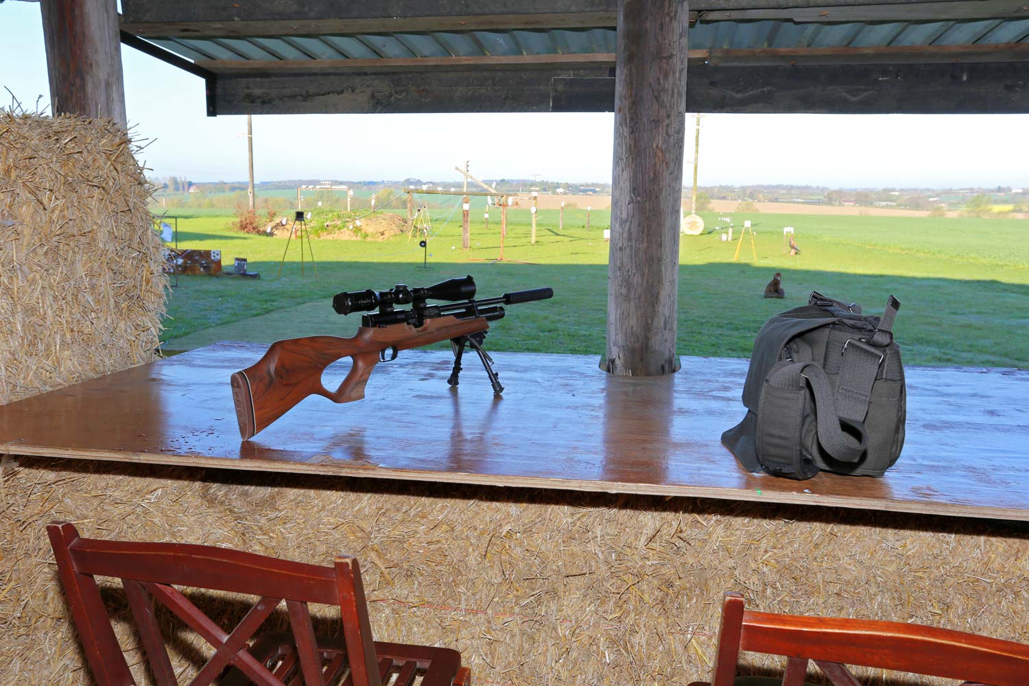 The Outdoor shooting range with covered positions